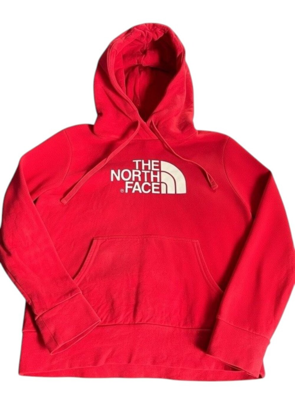 The North Face Hoodie Women’s Medium Red Logo Pullover Sweatshirt Fleece